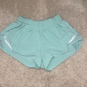 Lulu lemon hotty hot shorts; 2.5 inch; light turquoise